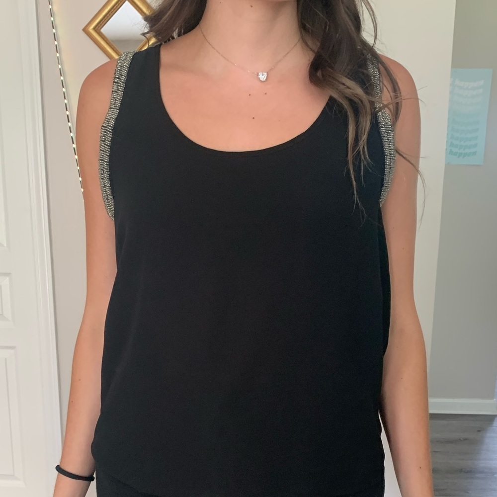 Nordstrom Black Beaded Blouse